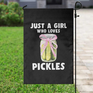 Just a Girl Who Loves Pickles Garden Flag Pickle Jars with Coquette Bow TS10 Print Your Wear