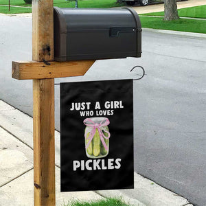 Just a Girl Who Loves Pickles Garden Flag Pickle Jars with Coquette Bow TS10 Print Your Wear