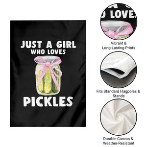 Just a Girl Who Loves Pickles Garden Flag Pickle Jars with Coquette Bow TS10 Print Your Wear