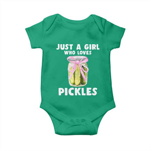 Just a Girl Who Loves Pickles Baby Onesie Pickle Jars with Coquette Bow TS10 Irish Green Print Your Wear