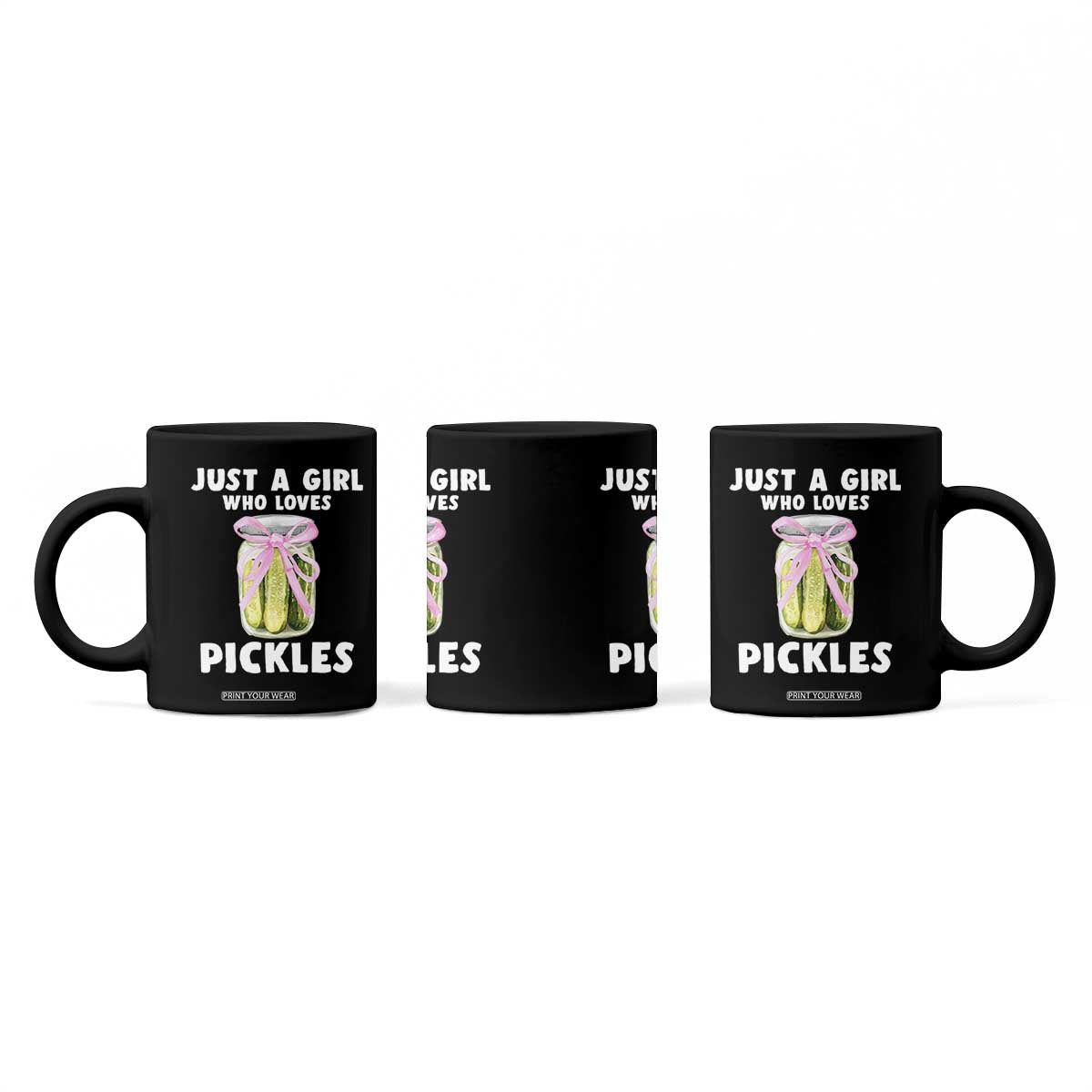 Just a Girl Who Loves Pickles Coffee Mug Pickle Jars with Coquette Bow TS10 Print Your Wear