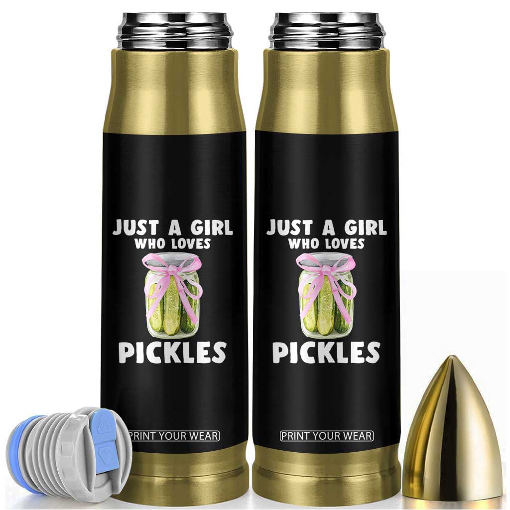 Just a Girl Who Loves Pickles Bullet Tumbler Pickle Jars with Coquette Bow TS10 Black Print Your Wear