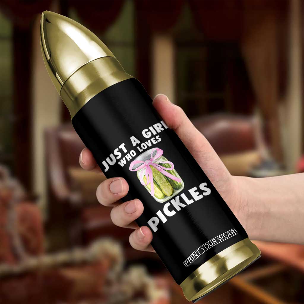 Just a Girl Who Loves Pickles Bullet Tumbler Pickle Jars with Coquette Bow TS10 Print Your Wear