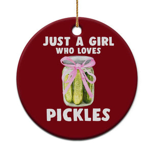 Just a Girl Who Loves Pickles Ceramic Ornament Pickle Jars with Coquette Bow TS10 1pc Red Print Your Wear