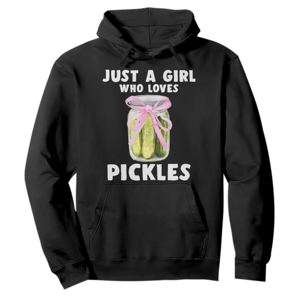 Just a Girl Who Loves Pickles Hoodie Pickle Jars with Coquette Bow TS10 Black Print Your Wear