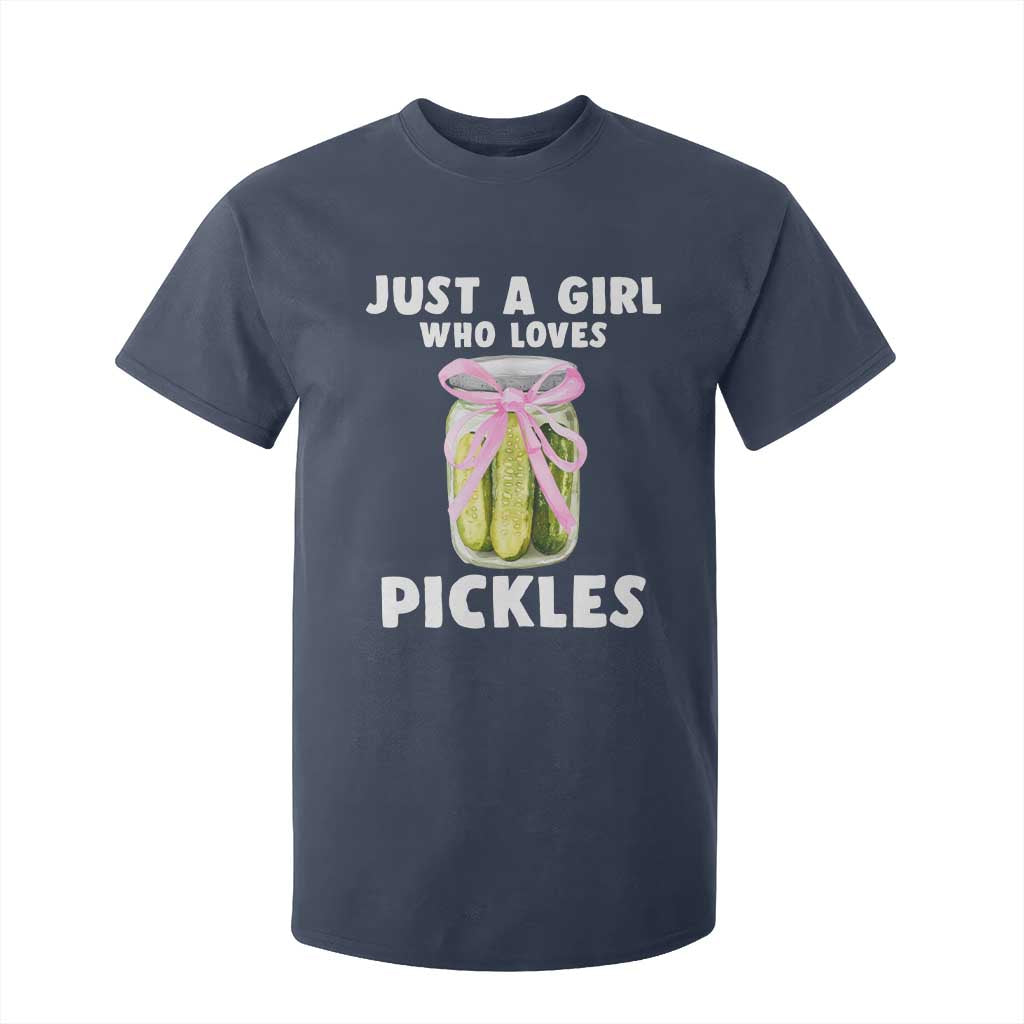Just a Girl Who Loves Pickles T Shirt For Kid Pickle Jars with Coquette Bow TS10 Navy Print Your Wear