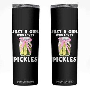 Just a Girl Who Loves Pickles Skinny Tumbler Pickle Jars with Coquette Bow TS10 Black Print Your Wear