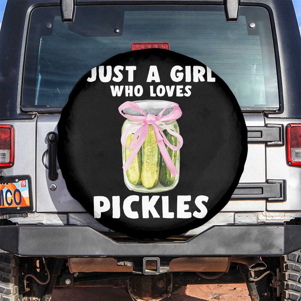 Just a Girl Who Loves Pickles Spare Tire Cover Pickle Jars with Coquette Bow TS10 No hole Black Print Your Wear