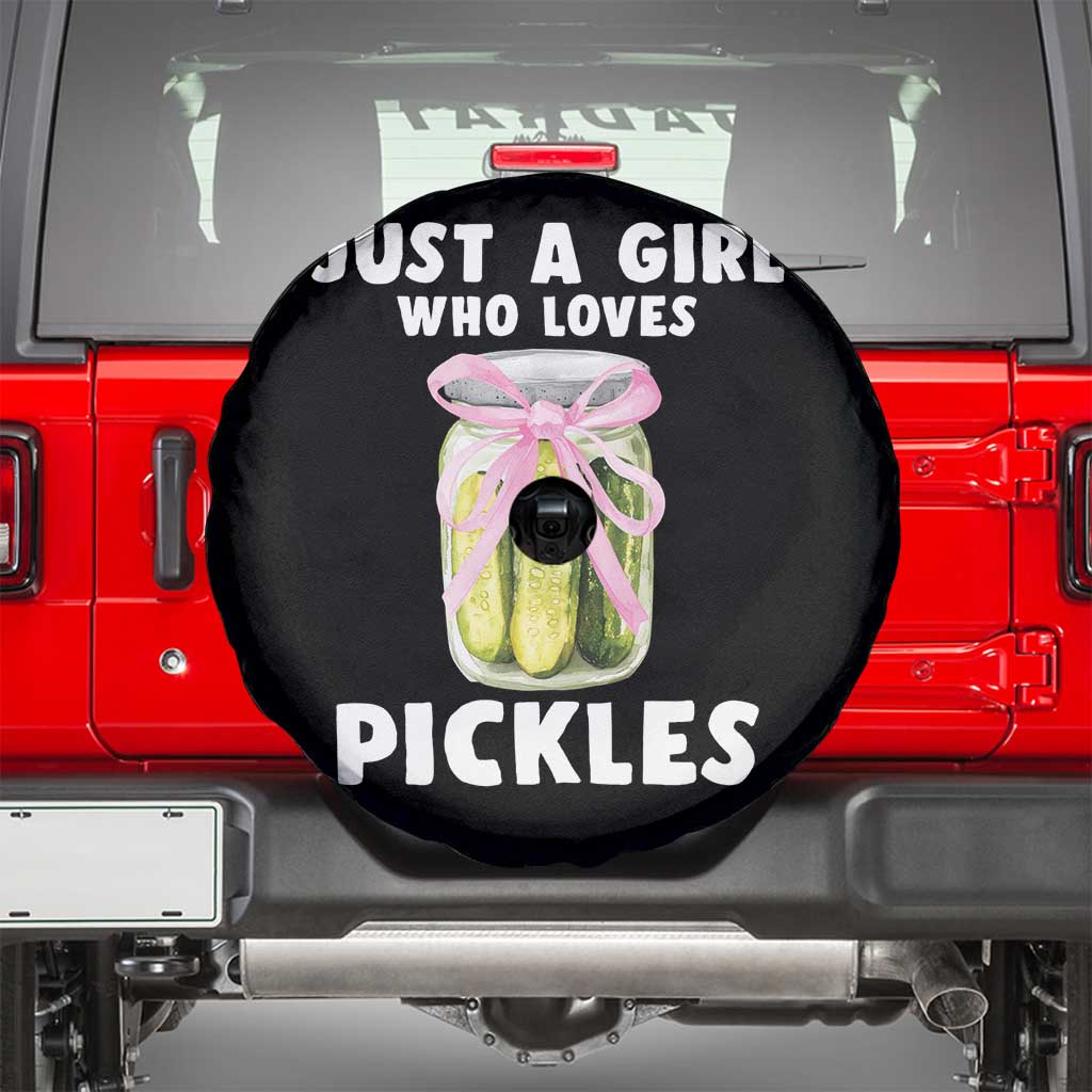 Just a Girl Who Loves Pickles Spare Tire Cover Pickle Jars with Coquette Bow TS10 Black Print Your Wear