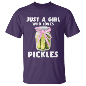 Just a Girl Who Loves Pickles T Shirt Pickle Jars with Coquette Bow TS10 Purple Print Your Wear