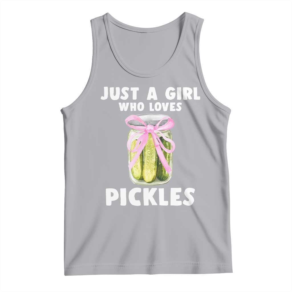 Just a Girl Who Loves Pickles Tank Top Pickle Jars with Coquette Bow TS10 Athletic Heather Print Your Wear