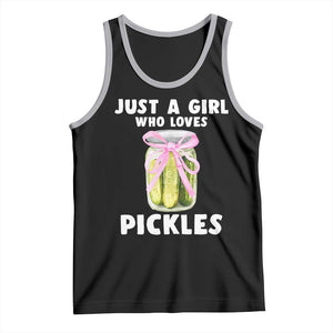 Just a Girl Who Loves Pickles Tank Top Pickle Jars with Coquette Bow TS10 Black Athletic Heather Print Your Wear