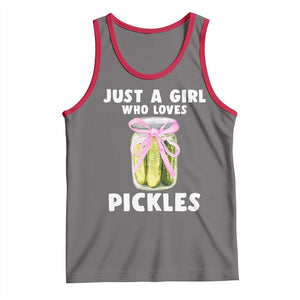 Just a Girl Who Loves Pickles Tank Top Pickle Jars with Coquette Bow TS10 Deep Heather Red Print Your Wear