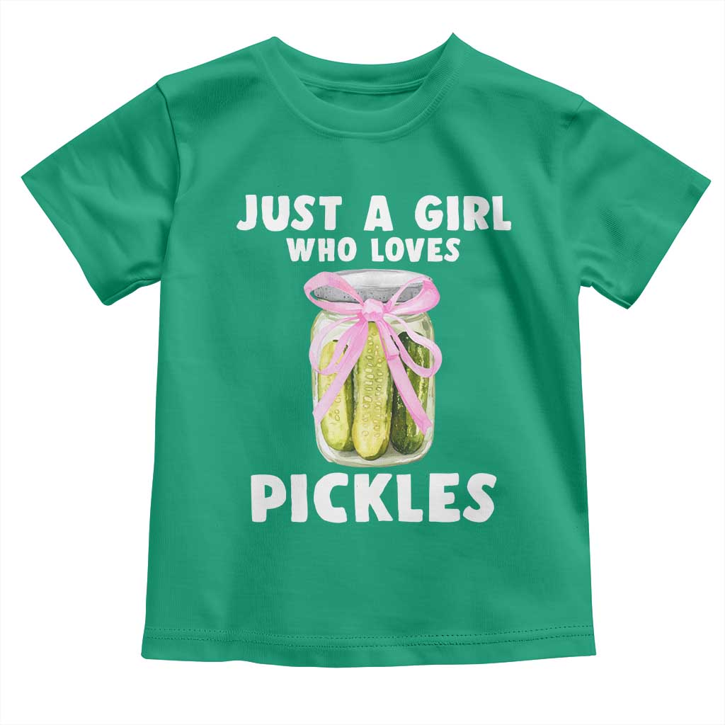 Just a Girl Who Loves Pickles Toddler T Shirt Pickle Jars with Coquette Bow TS10 Irish Green Print Your Wear