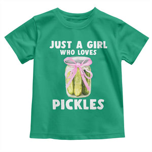 Just a Girl Who Loves Pickles Toddler T Shirt Pickle Jars with Coquette Bow TS10 Irish Green Print Your Wear
