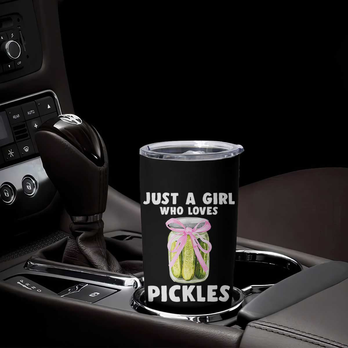 Just a Girl Who Loves Pickles Tumbler Cup Pickle Jars with Coquette Bow TS10 Print Your Wear