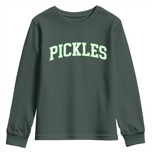 Vintage Pickle Youth Sweatshirt Canning Season Pickle Lover Vintage Sports Style 80s 90s Gifts TS10 Dark Forest Green Print Your Wear