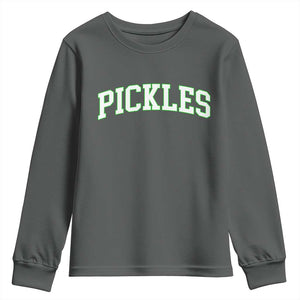 Vintage Pickle Youth Sweatshirt Canning Season Pickle Lover Vintage Sports Style 80s 90s Gifts TS10 Dark Heather Print Your Wear