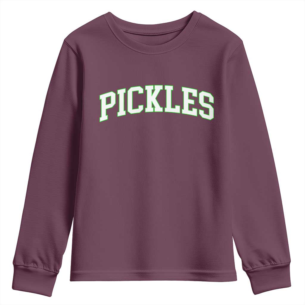 Vintage Pickle Youth Sweatshirt Canning Season Pickle Lover Vintage Sports Style 80s 90s Gifts TS10 Maroon Print Your Wear