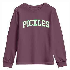 Vintage Pickle Youth Sweatshirt Canning Season Pickle Lover Vintage Sports Style 80s 90s Gifts TS10 Maroon Print Your Wear