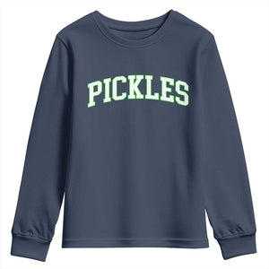 Vintage Pickle Youth Sweatshirt Canning Season Pickle Lover Vintage Sports Style 80s 90s Gifts TS10 Navy Print Your Wear