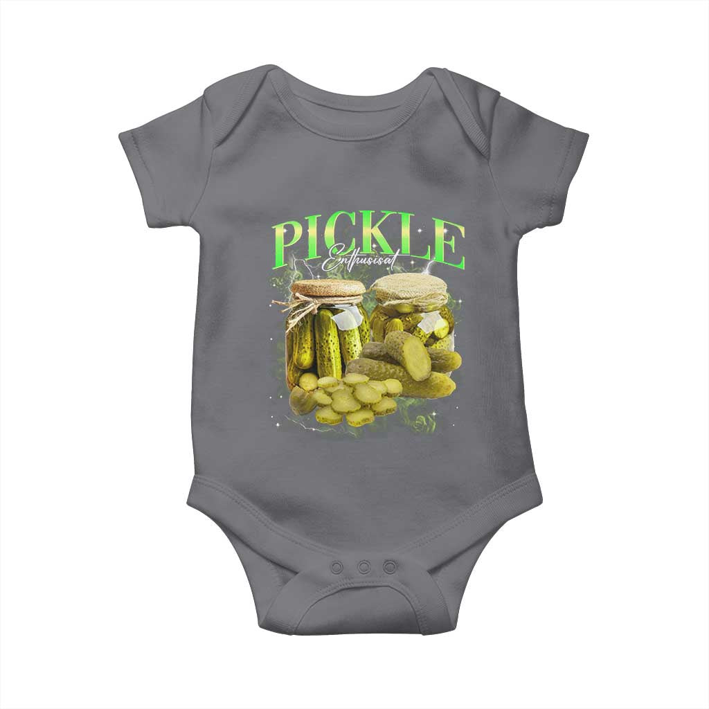 Pickle Lovers Baby Onesie Retro Pickle Enthusiast Vintage 90s Graphic TS10 Charcoal Print Your Wear