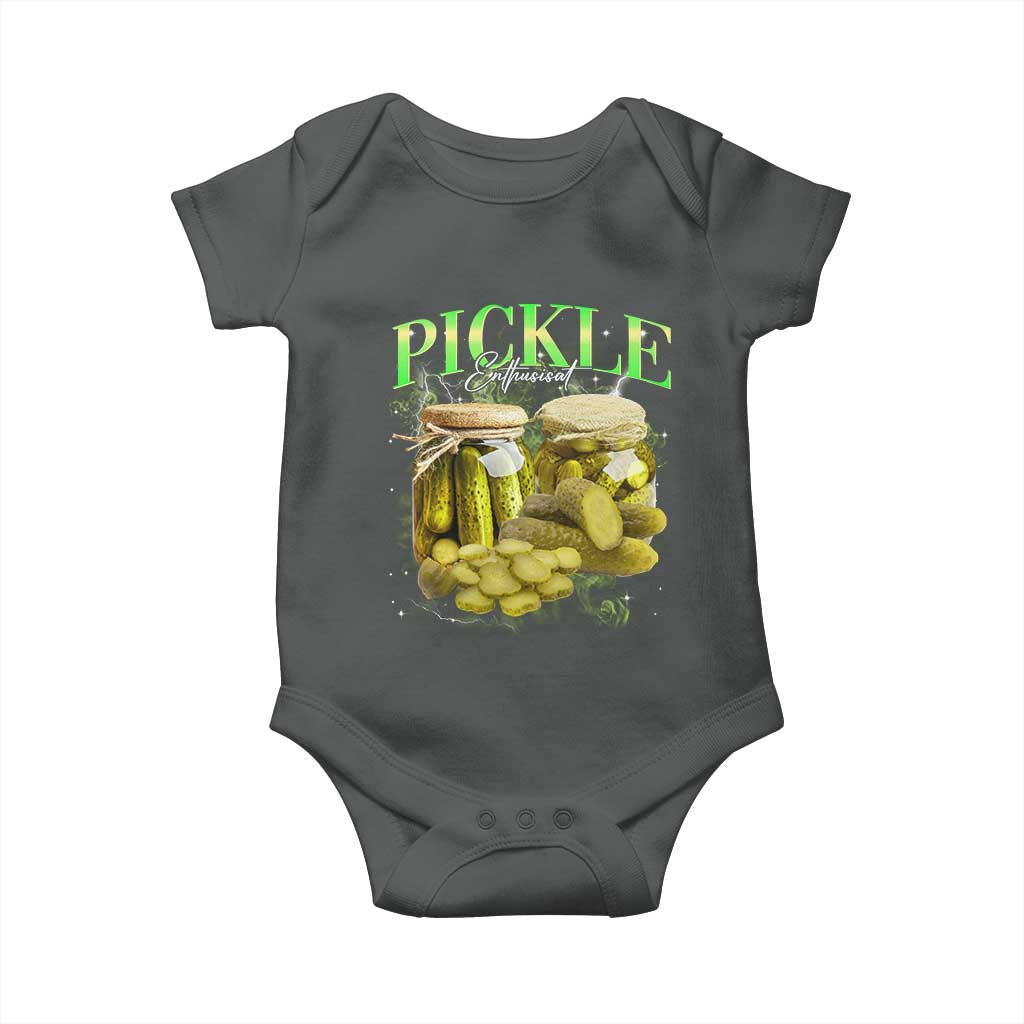 Pickle Lovers Baby Onesie Retro Pickle Enthusiast Vintage 90s Graphic TS10 Dark Heather Print Your Wear
