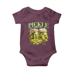 Pickle Lovers Baby Onesie Retro Pickle Enthusiast Vintage 90s Graphic TS10 Maroon Print Your Wear