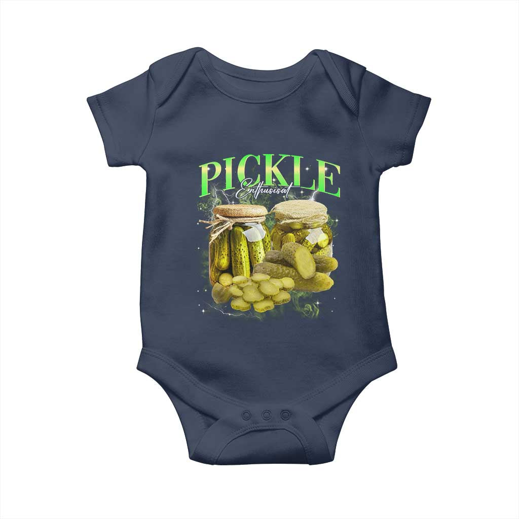 Pickle Lovers Baby Onesie Retro Pickle Enthusiast Vintage 90s Graphic TS10 Navy Print Your Wear