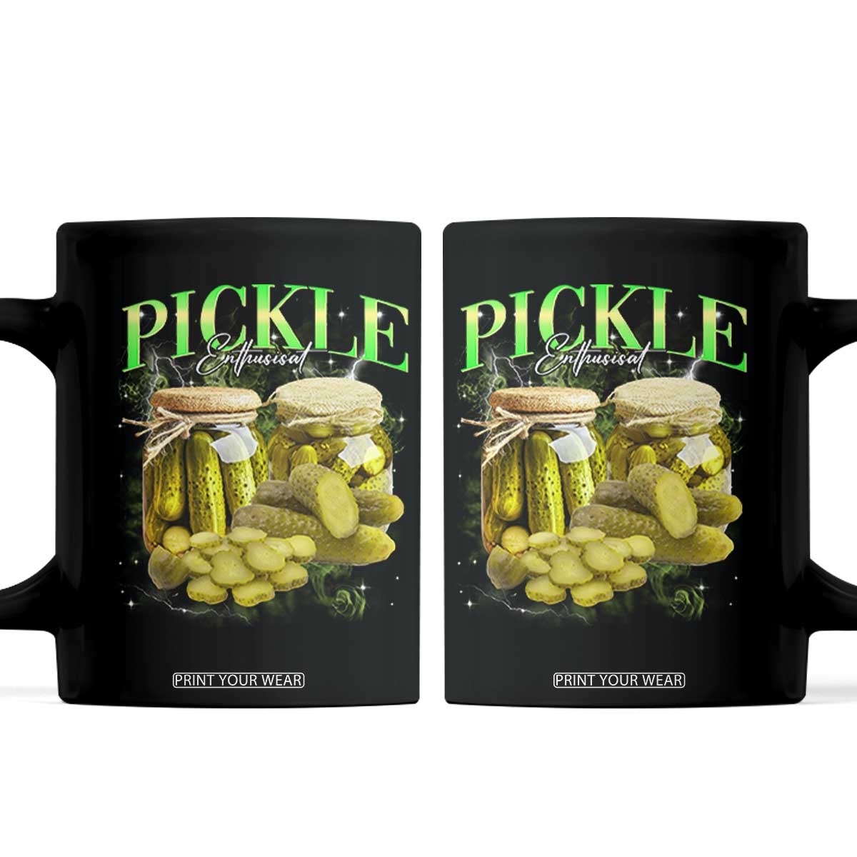Pickle Lovers Coffee Mug Retro Pickle Enthusiast Vintage 90s Graphic TS10 Black Print Your Wear