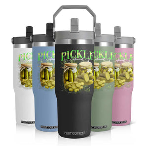 Pickle Lovers Flip Straw Tumbler Retro Pickle Enthusiast Vintage 90s Graphic TS10 Print Your Wear