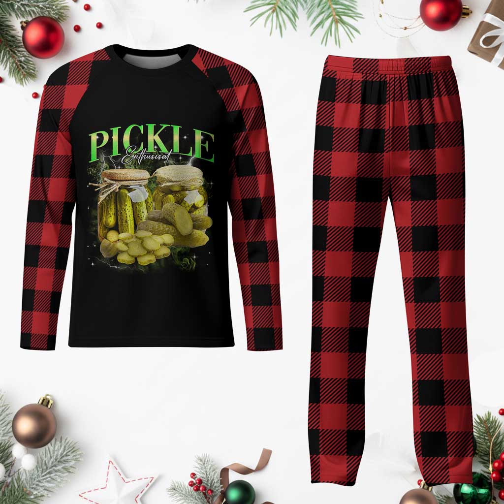 Pickle Lovers Plaid Pajama Set Retro Pickle Enthusiast Vintage 90s Graphic TS10 Buffalo Plaid Print Your Wear