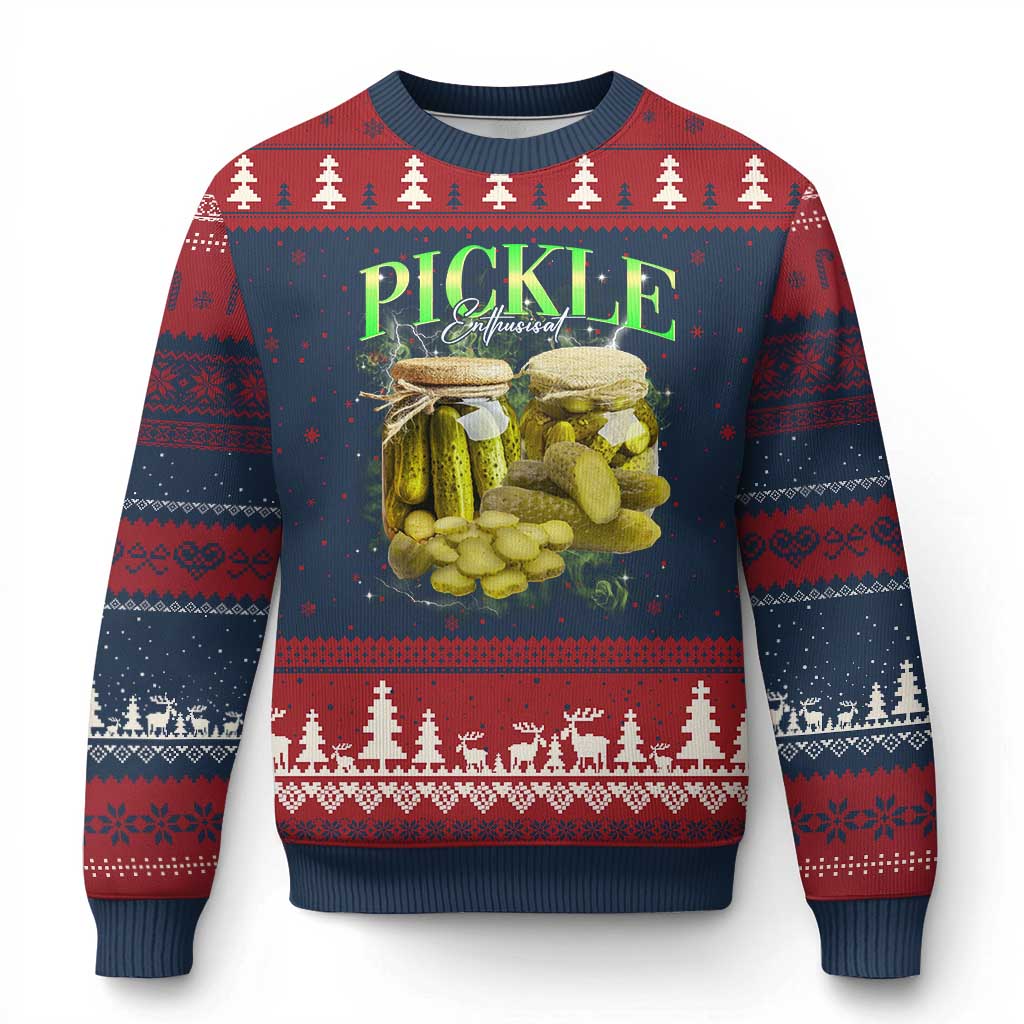 Pickle Lovers Ugly Christmas Sweater Retro Pickle Enthusiast Vintage 90s Graphic TS10 Navy Red Print Your Wear