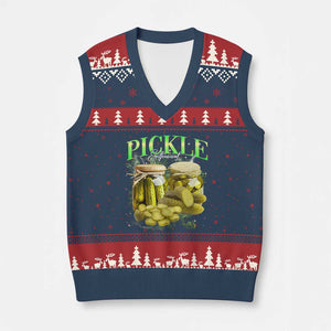 Pickle Lovers V-Neck Knit Sweater Vest Retro Pickle Enthusiast Vintage 90s Graphic TS10 Navy Red Print Your Wear