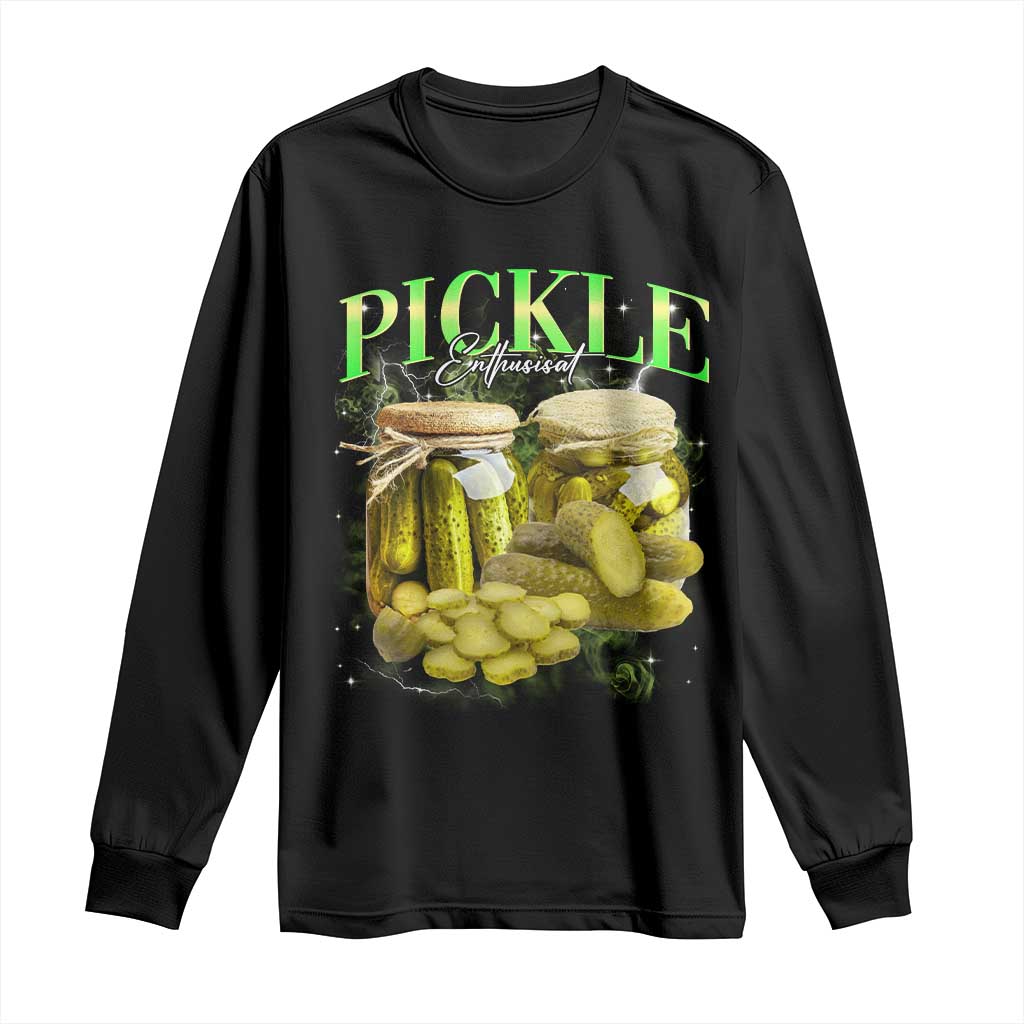 Pickle Lovers Long Sleeve Shirt Retro Pickle Enthusiast Vintage 90s Graphic TS10 Black Print Your Wear
