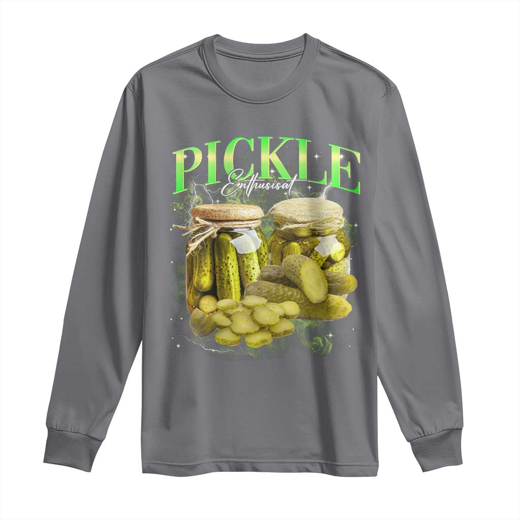 Pickle Lovers Long Sleeve Shirt Retro Pickle Enthusiast Vintage 90s Graphic TS10 Charcoal Print Your Wear