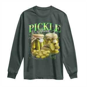Pickle Lovers Long Sleeve Shirt Retro Pickle Enthusiast Vintage 90s Graphic TS10 Dark Forest Green Print Your Wear