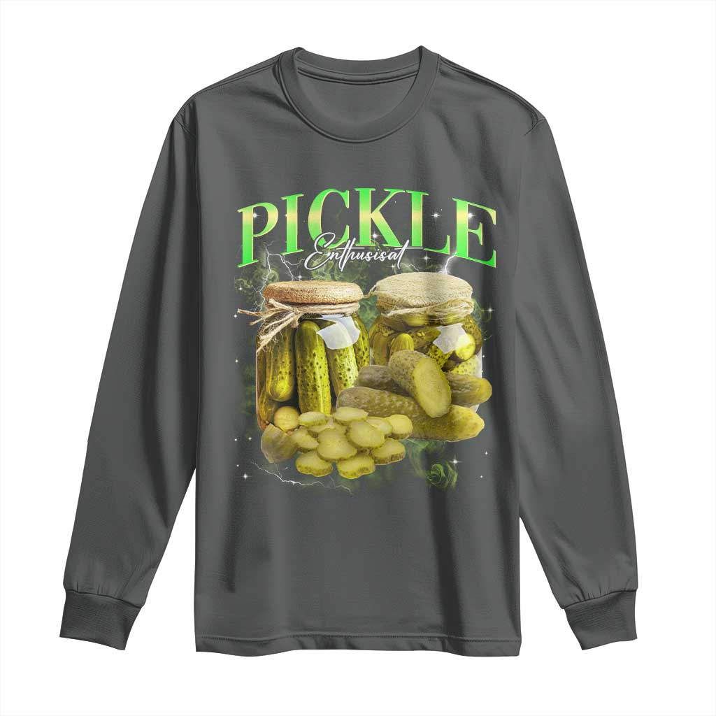 Pickle Lovers Long Sleeve Shirt Retro Pickle Enthusiast Vintage 90s Graphic TS10 Dark Heather Print Your Wear