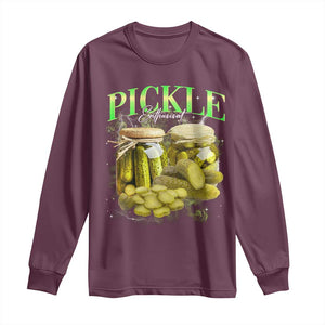 Pickle Lovers Long Sleeve Shirt Retro Pickle Enthusiast Vintage 90s Graphic TS10 Maroon Print Your Wear