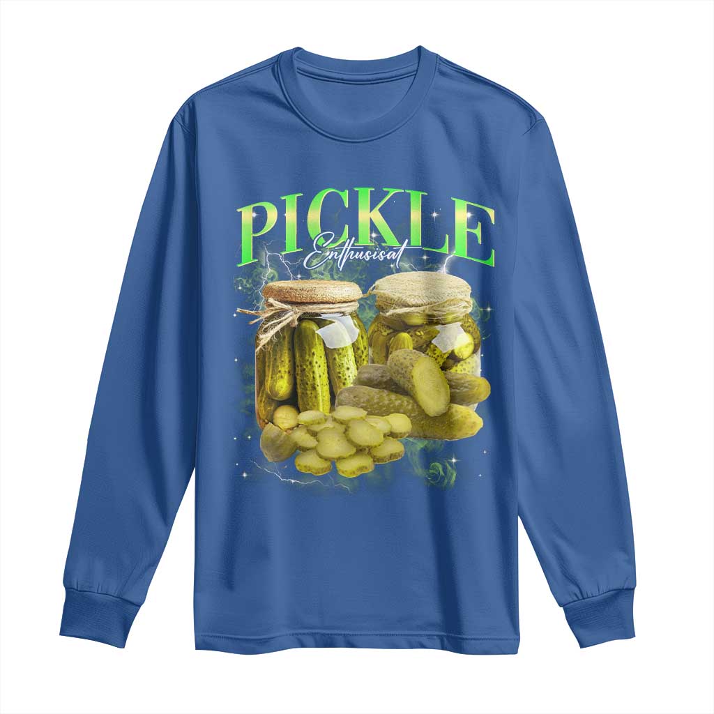 Pickle Lovers Long Sleeve Shirt Retro Pickle Enthusiast Vintage 90s Graphic TS10 Royal Blue Print Your Wear
