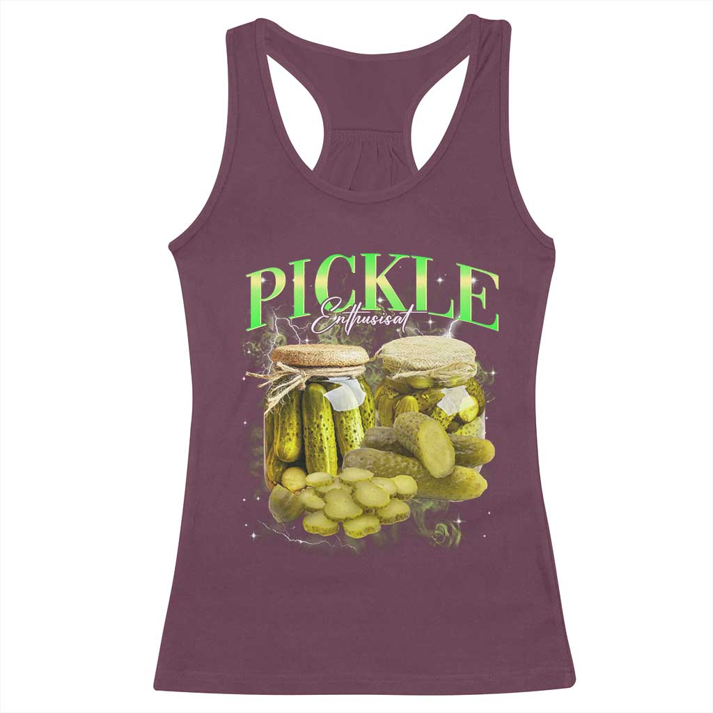 Pickle Lovers Racerback Tank Top Retro Pickle Enthusiast Vintage 90s Graphic TS10 Maroon Print Your Wear