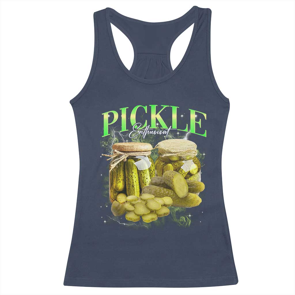 Pickle Lovers Racerback Tank Top Retro Pickle Enthusiast Vintage 90s Graphic TS10 Navy Print Your Wear