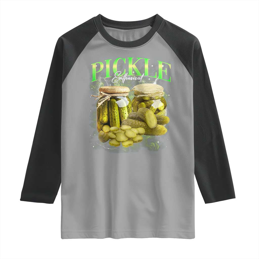 Pickle Lovers Raglan Shirt Retro Pickle Enthusiast Vintage 90s Graphic TS10 Sport Gray Black Print Your Wear