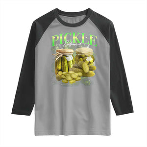 Pickle Lovers Raglan Shirt Retro Pickle Enthusiast Vintage 90s Graphic TS10 Sport Gray Black Print Your Wear