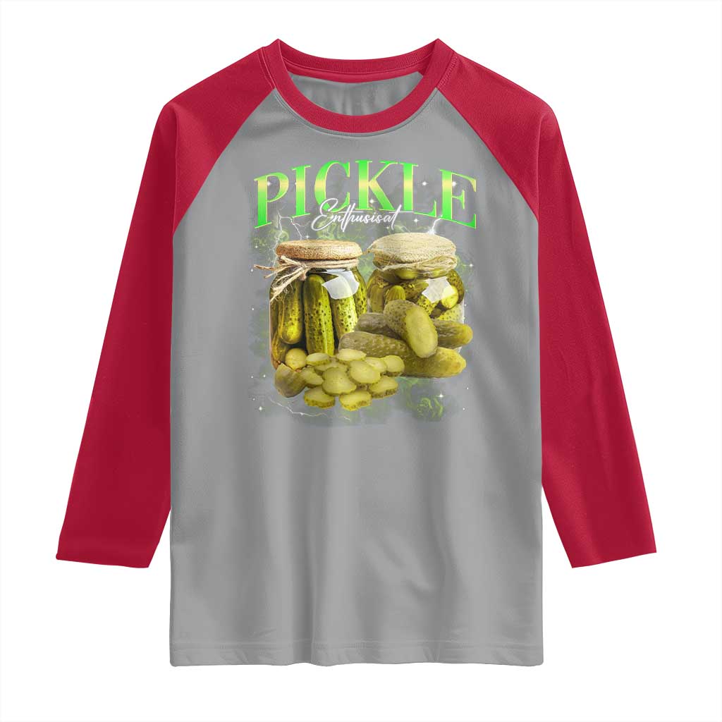 Pickle Lovers Raglan Shirt Retro Pickle Enthusiast Vintage 90s Graphic TS10 Sport Gray Red Print Your Wear