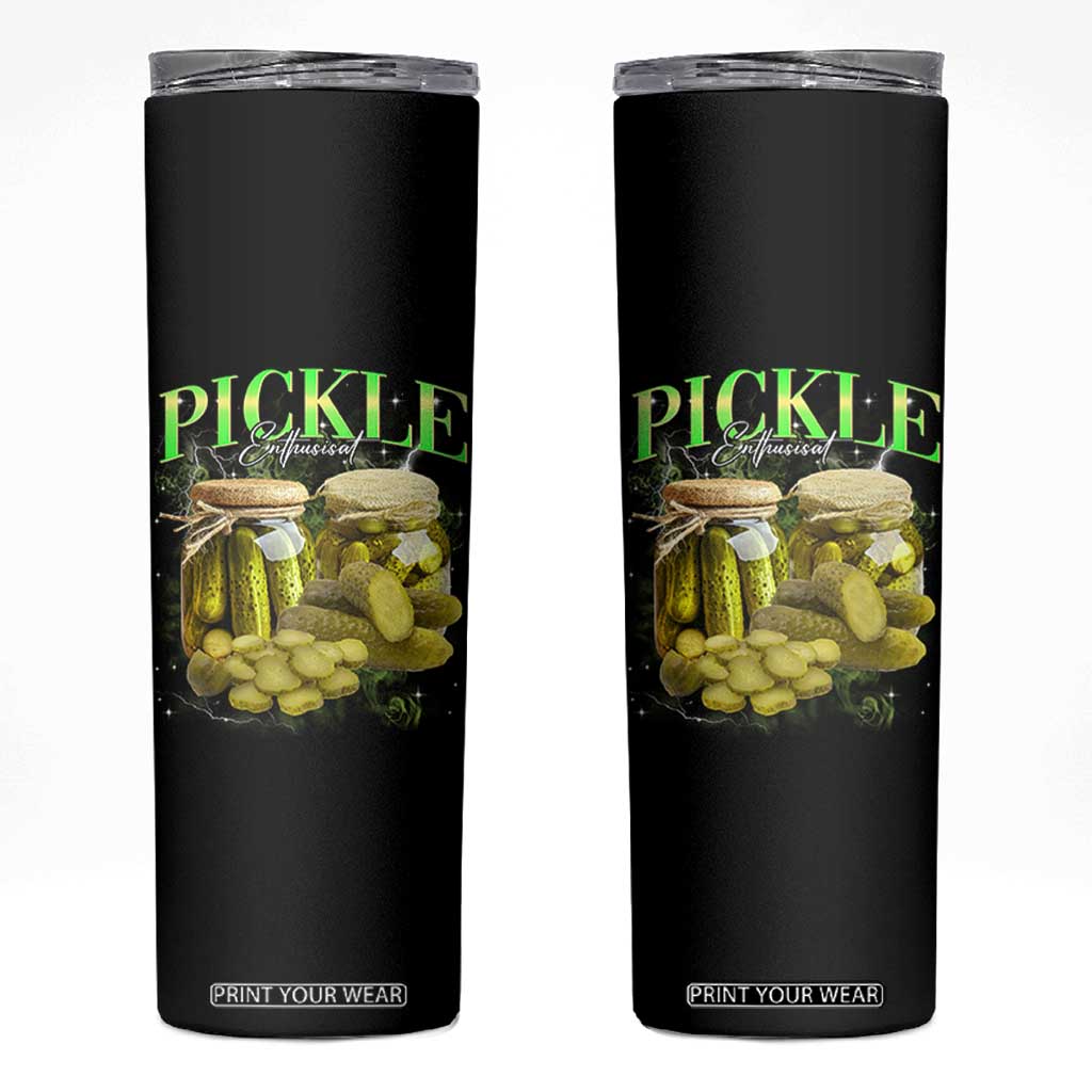 Pickle Lovers Skinny Tumbler Retro Pickle Enthusiast Vintage 90s Graphic TS10 Black Print Your Wear