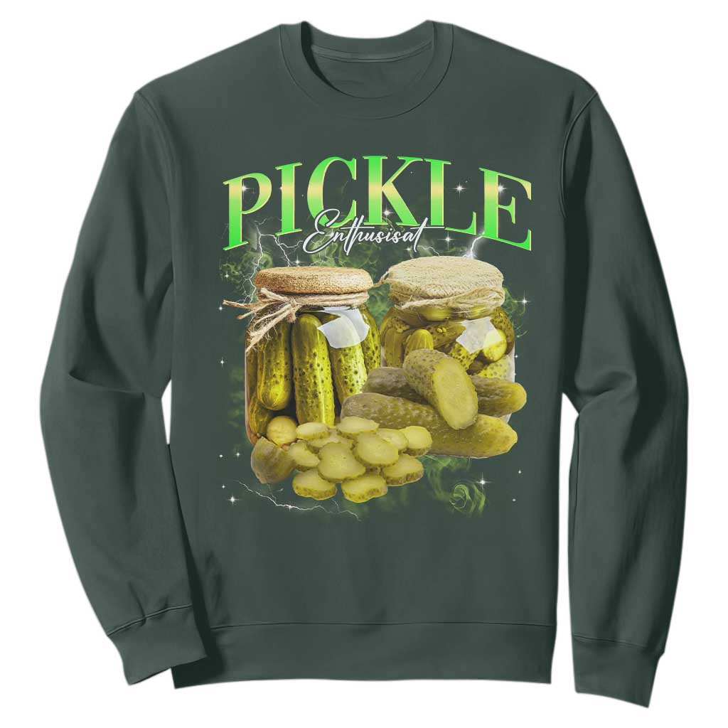 Pickle Lovers Sweatshirt Retro Pickle Enthusiast Vintage 90s Graphic TS10 Dark Forest Green Print Your Wear