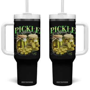 Pickle Lovers Tumbler With Handle Retro Pickle Enthusiast Vintage 90s Graphic TS10 One Size: 40 oz Black Print Your Wear