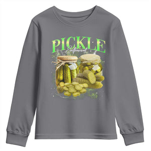 Pickle Lovers Youth Sweatshirt Retro Pickle Enthusiast Vintage 90s Graphic TS10 Charcoal Print Your Wear