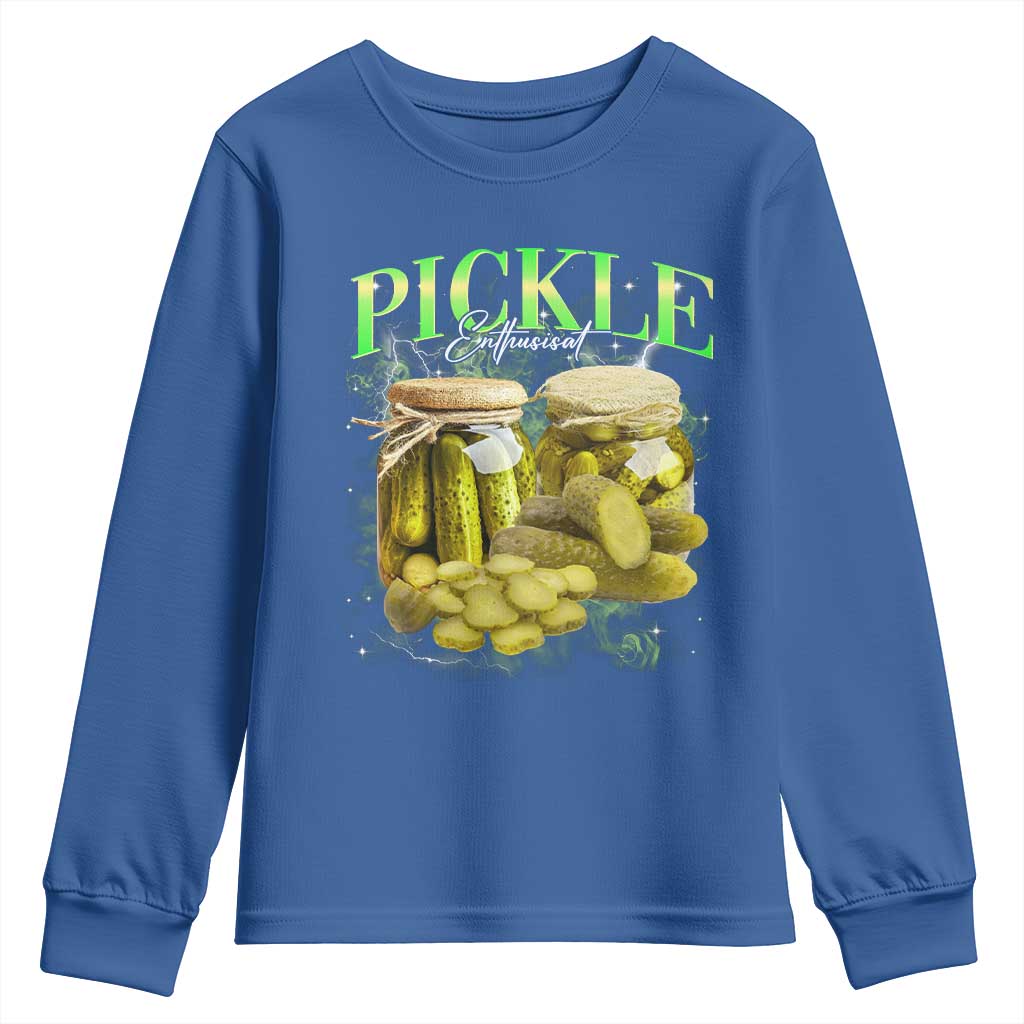 Pickle Lovers Youth Sweatshirt Retro Pickle Enthusiast Vintage 90s Graphic TS10 Royal Blue Print Your Wear